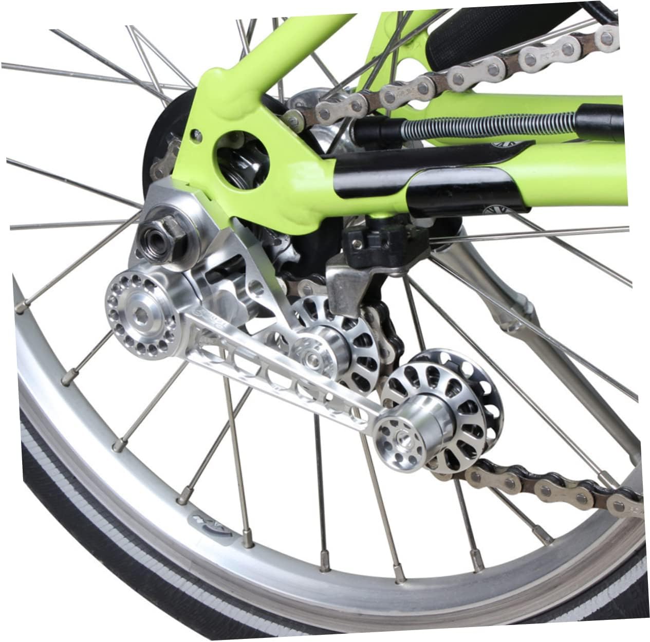 Happyyami 1pc CNC Aluminum Alloy Chain Tensioner Bracket for Folding Bike Lightweight and Easy to Install Outdoor Bike Accessory Silver