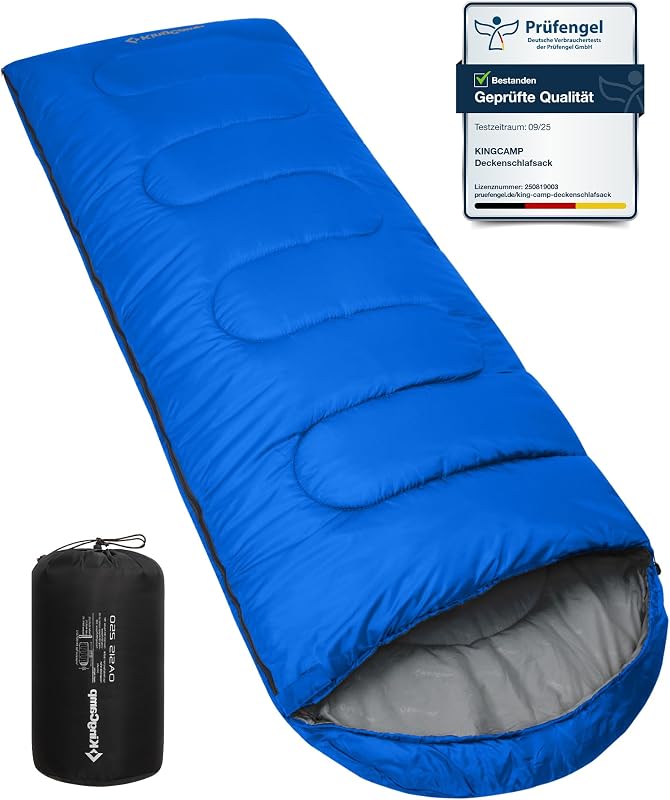 KingCamp könnyű hálózsák 3-4 évszakos camping kempingezéshez gyerekeknek felnőtteknek, 220 x 75 x 7.62 cm
