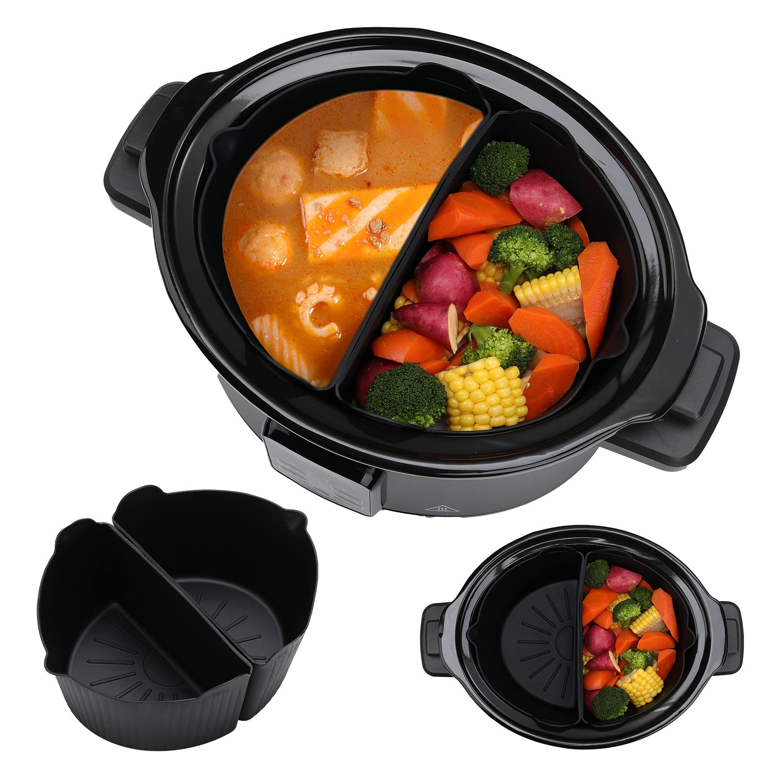 2 PCS Slow Cooker Liners Silicone Slow Cooker Liners for 6 Quart Oval Slow Cookers Reusable Leakproof Non-stick