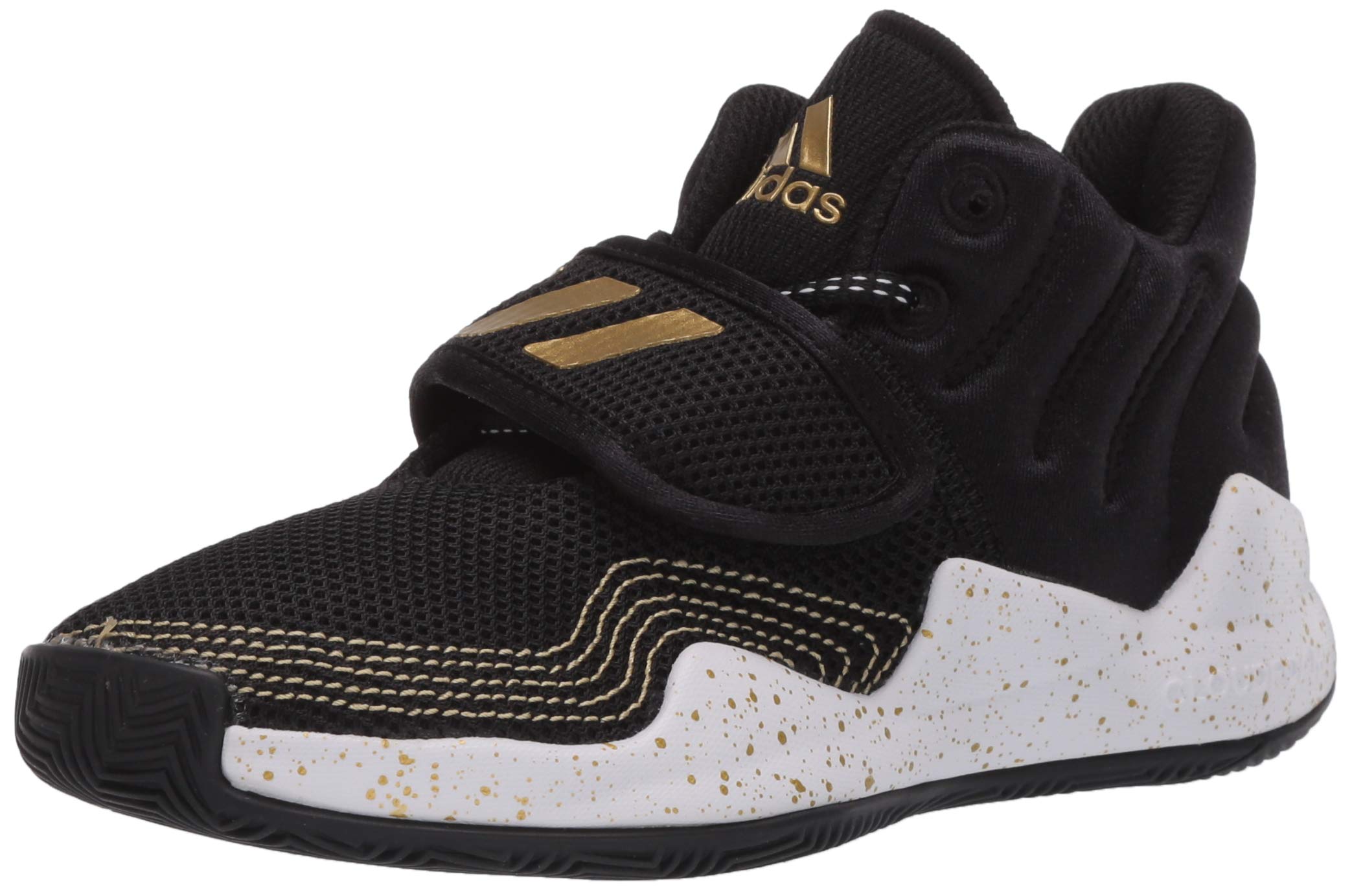 adidas Kids Deep Threat Basketball (Big Kid) Core Black/Footwear White/Gold Metallic 6 Big Kid M