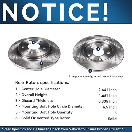 Miniatura 5 de Detroit Axle - Kit de freno trasero para 2011-2016 Scion tC Rotores de freno de disco pastillas de freno de cerámica 2012 2013 2014 2015 Reemplazo: