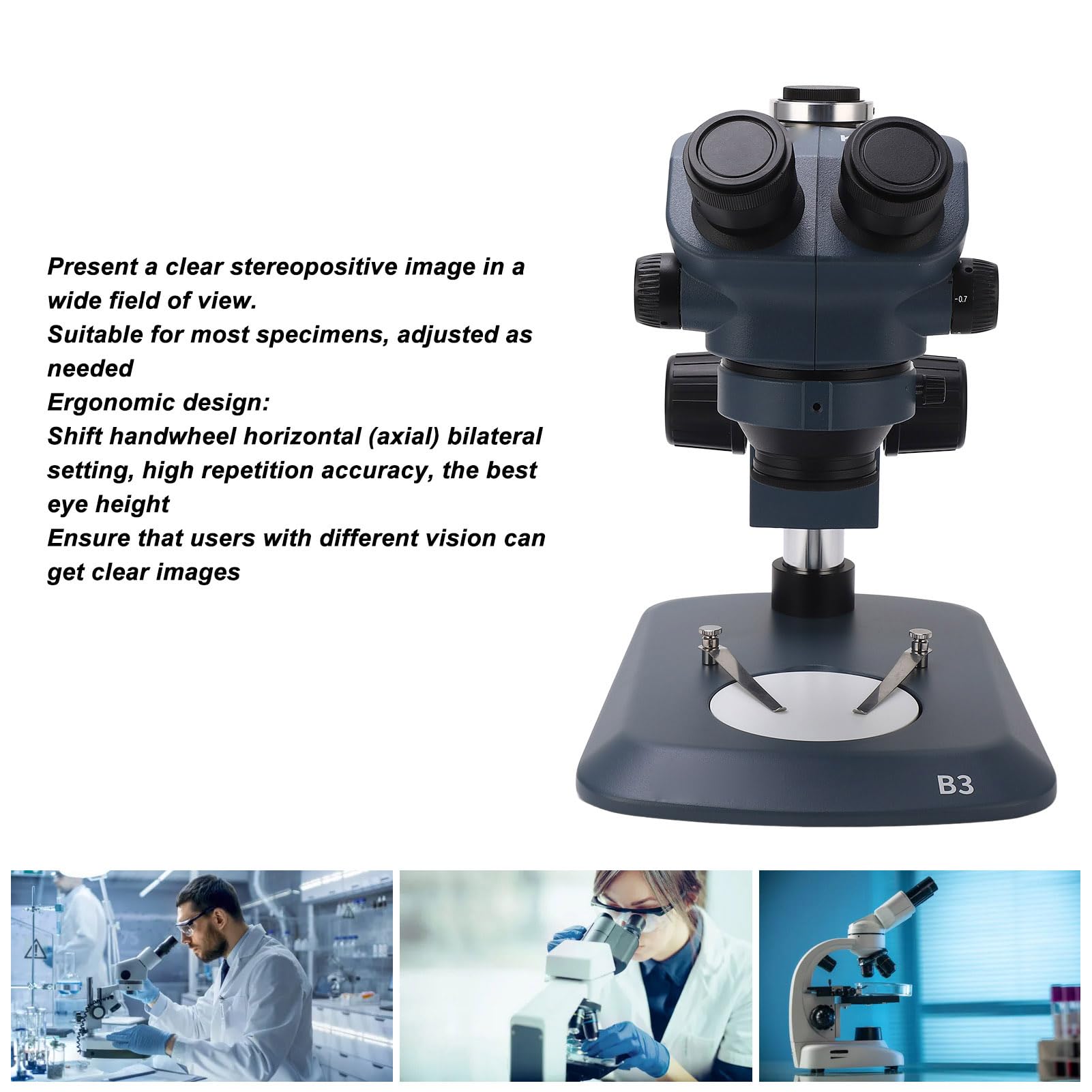 Microscopio Estéreo, Aumento de 7X a 50X, Vista de Campo Amplio, Inclinación de 45 Grados, Rotación de 360 ​​Grados, Microscopio Biológico con Ocular WF10X de 22 Mm y 0,5X 2X