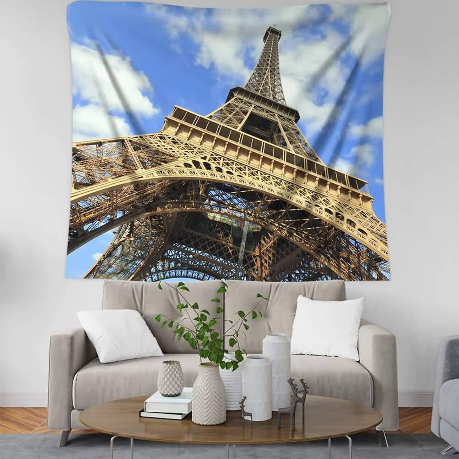 Tapisserie murale Tour Eiffel en toile pour habiller un grand mur blanc