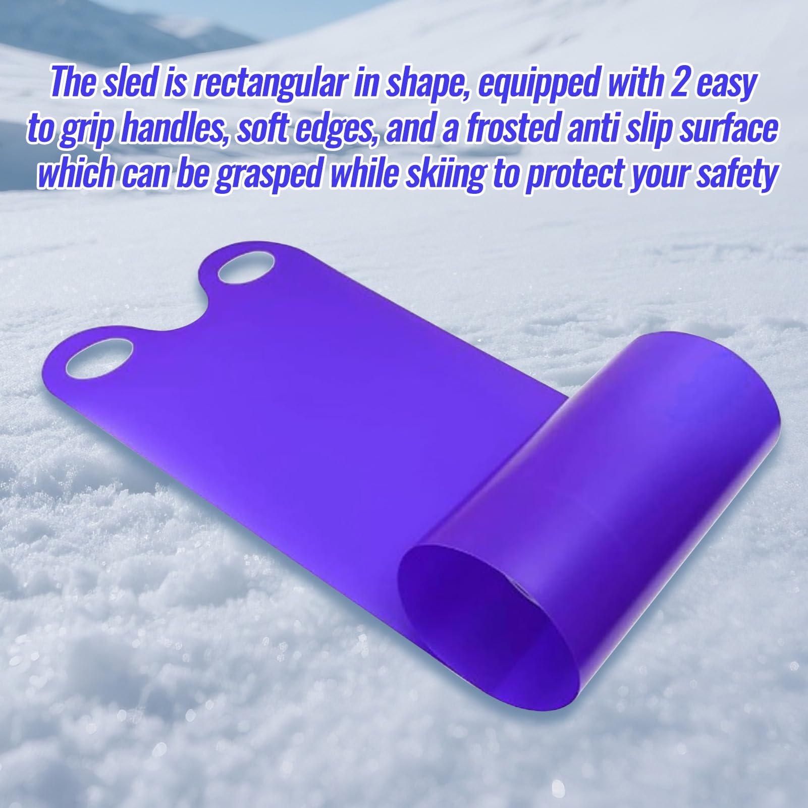 Snow Crazy Carpet Sleds for Kids, Winter Flying Carpet, Flexible Lightweight Roll Up Snow Sled Portable Rolling Snow Slider, Ski Board with Handles for Children Adult Winter Outdoor Sports — view 2