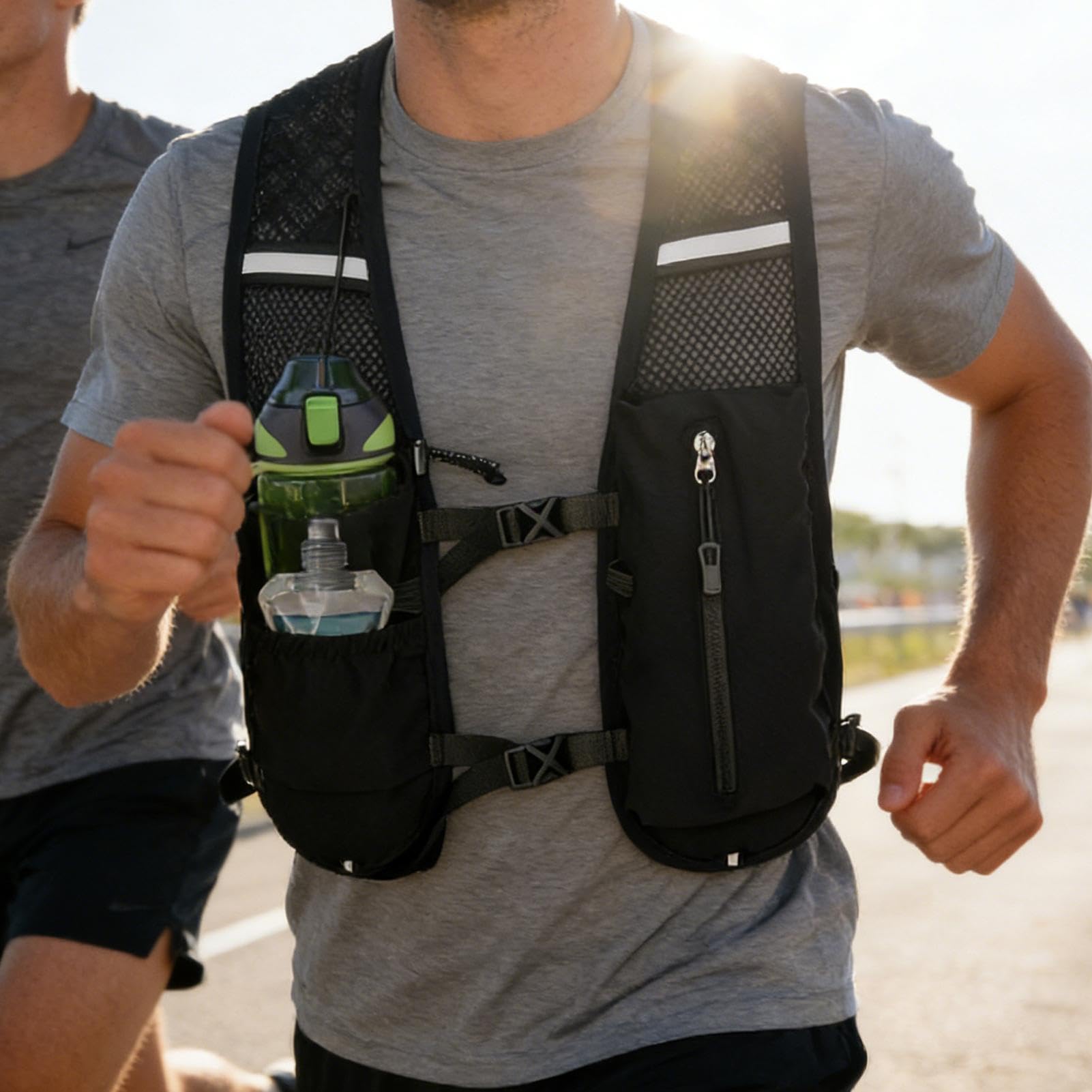 Gilet De Randonnée Réfléchissant Avec Sifflet – Sac De Poitrine Léger Pour Course, Vélo Et Plein Air, Multi-poches, Homme Et Femme