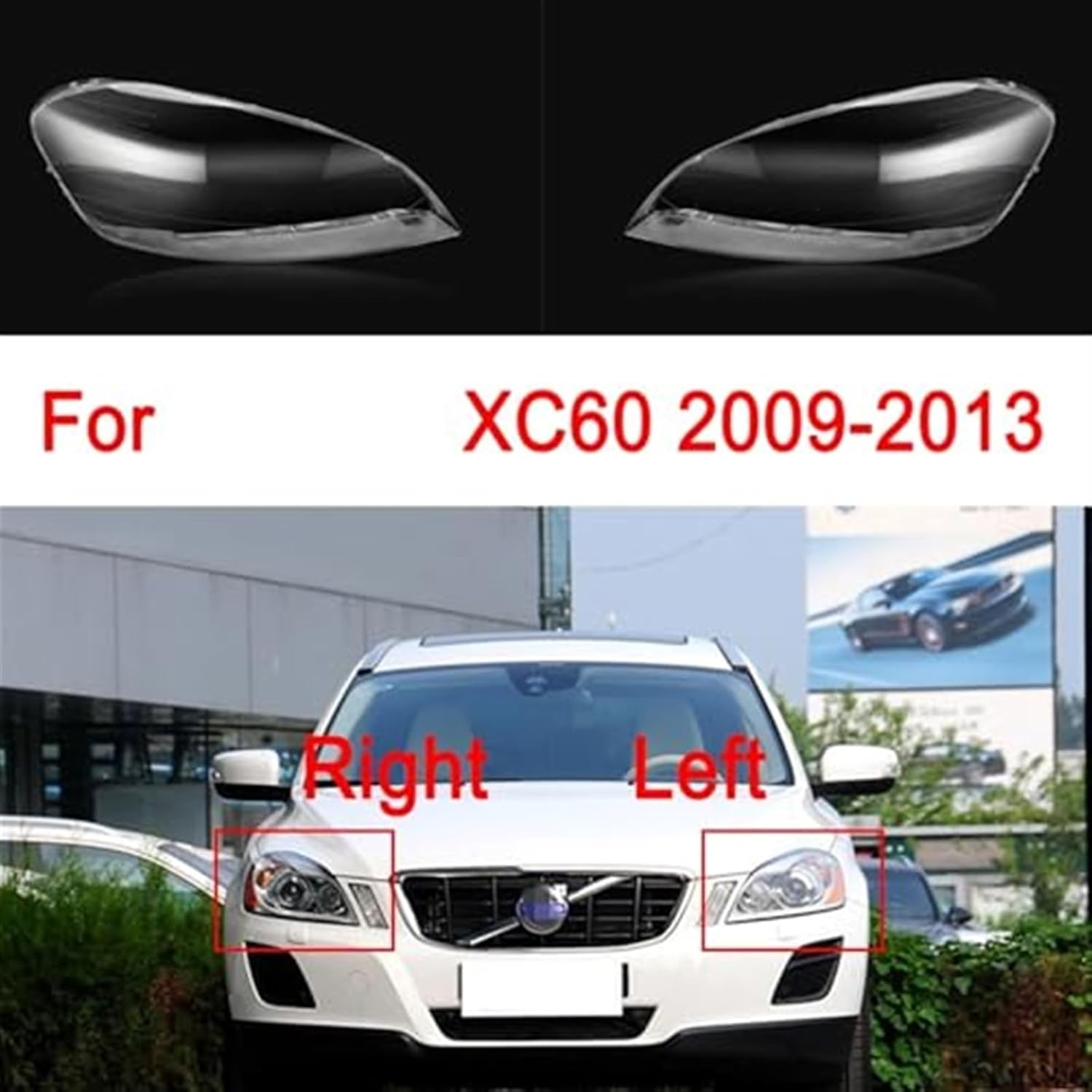 Car Headlight Cover For Volvo Xc60 2009-2013 Car Lampshade Front Headlamp Transparent Shell Lamp Glass Shade Headlight Lens Headlight Lens Cover