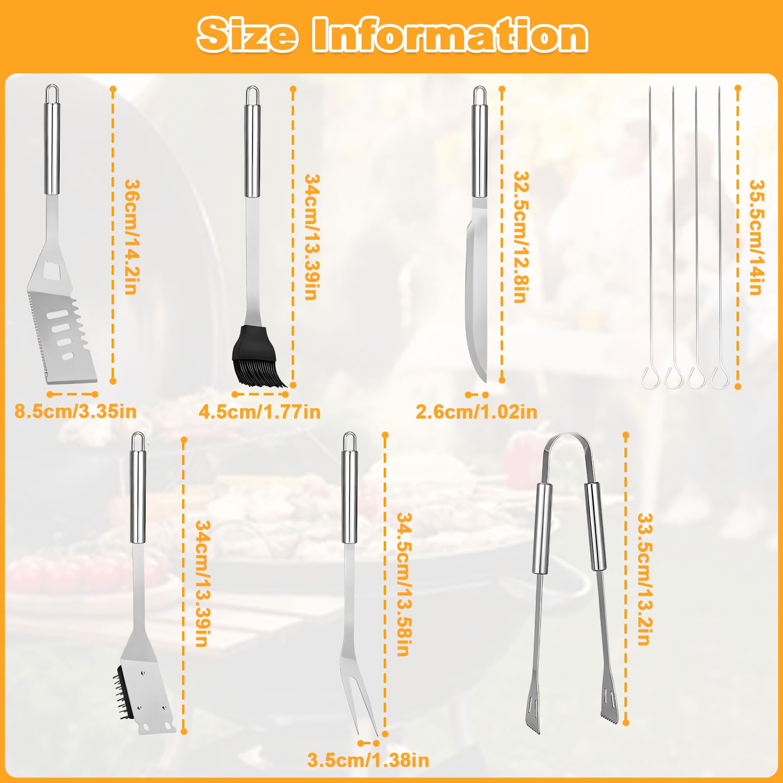 11Pcs Kit Barbacoa Acero Inoxidable Profesional Incluye Maletín, Set Herramientas Accesorios Parrilla Carbón Portátil, Utensilios BBQ Duraderas para Regalo Hombre, Barbecue Camping, Picnic Exteriores