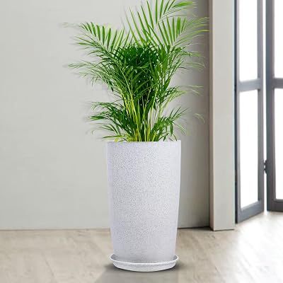 Kuber Industries Flower Pot with Plate | 18 Inch Lightweight Polymers Indoor-Outdoor Plant Pots | Flower Pot Gamla for H