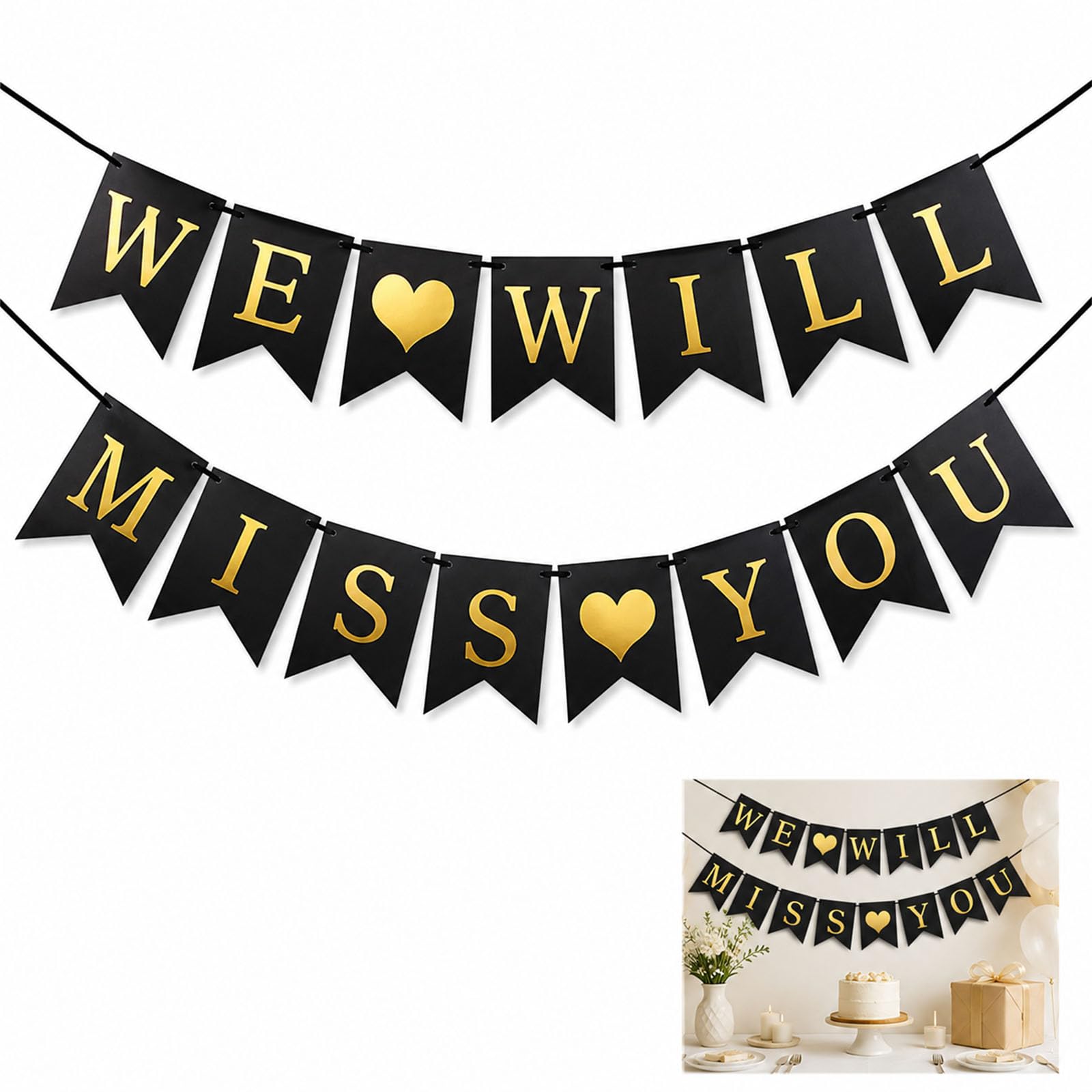We Will Miss You Banner Farewell Party Decor for Work Retirement