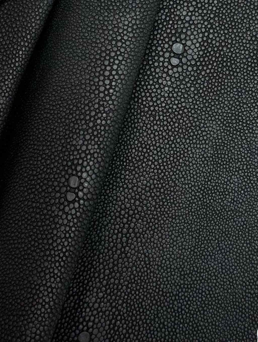 Charcoal Grey - Sample Shagreen Stingray Faux Leather Fabric Available by the Metre and Samples Ideal for Craft Interior Design Home Textiles in Neutral Earthy Tones (Charcoal Grey, Sample A5)