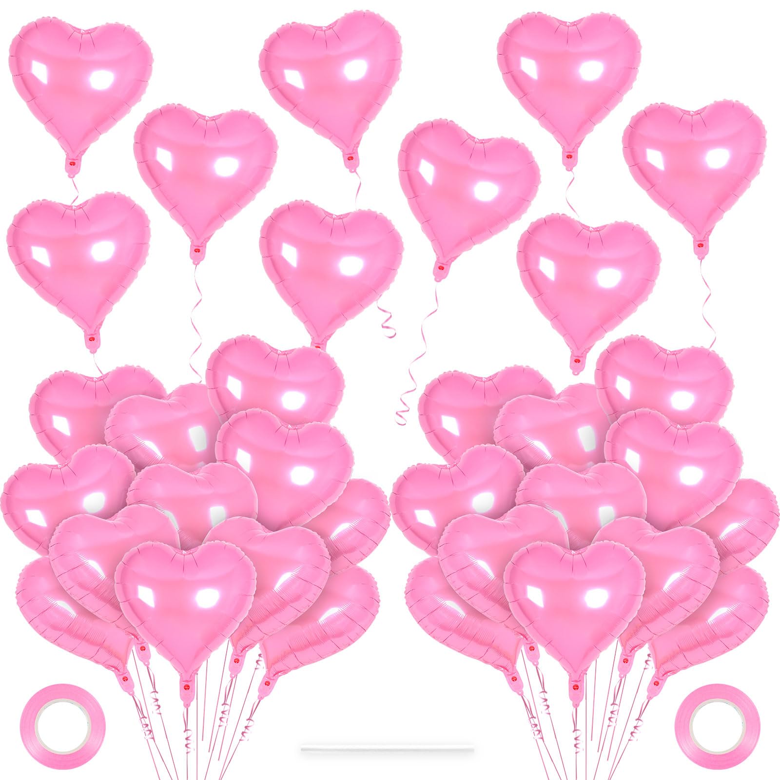 100 Pcs Pink Heart Balloons,5 Inch Heart Foil Balloons Love Balloon Valentine Balloon for Birthday Party Wedding Engagement Party Baby Shower Valentine Day Decorations