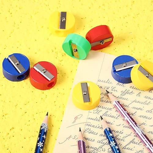 Miniatura 2 de Meanplan 400 sacapuntas a granel, tamaño de bolsillo, mini redondo, de mano, colorido, de plástico, sacapuntas de bolsillo para niños, recuerdos de