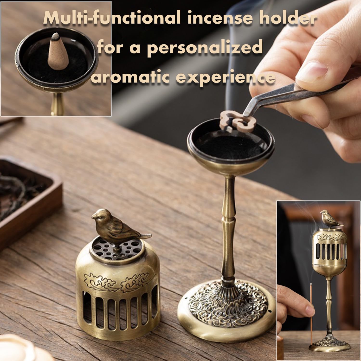 Amazon.com: Antique Golden Magpie Lantern Incense Burner, Multi