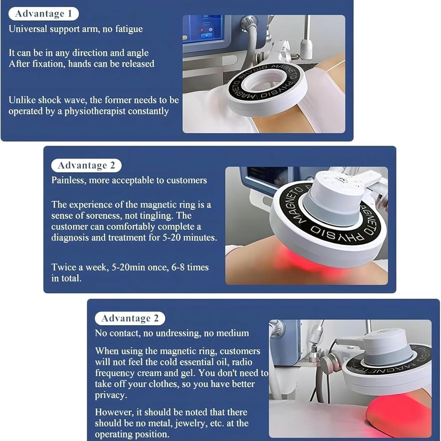 Máquina de Cuidado Corporal con Brazo Giratorio de 360°, 2 Modos de Trabajo, Intensidad Ajustable y frecuencia de 1000-3000 KHZ, no invasiva, for el Cuerpo.