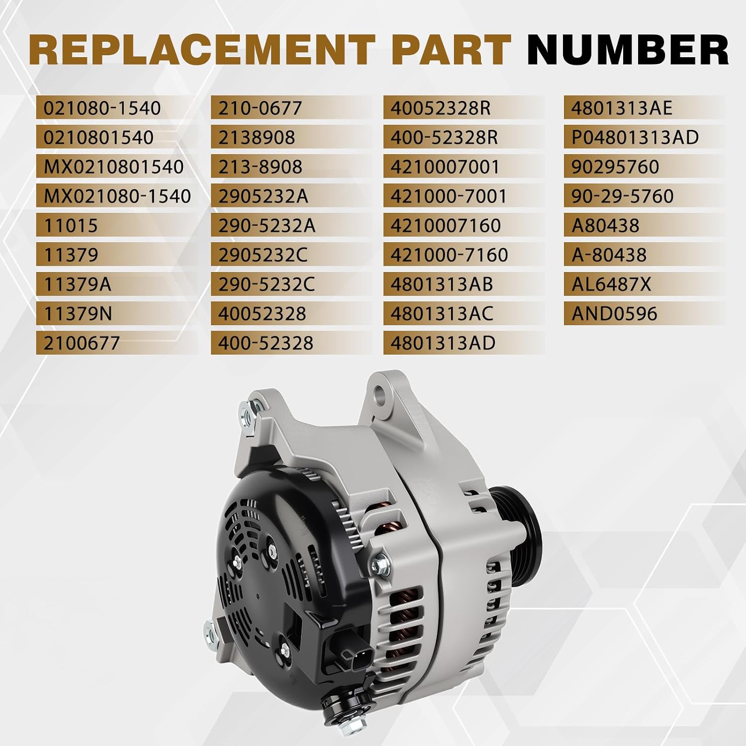 021080-1540 New Alternator Compatible with 2011-2022 Ram 2500 3500 4500 5500 L6 6.7L 12V 220A Replace 11379N 11015 11379 2100677 2138908 4210007001 90295760 0210801540 40052328