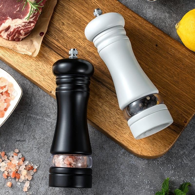 Ręczny młynek do pieprzu Czarno-biały Świeżo zmielona sól morska i młynek do przypraw do domowej kuchni, restauracji i spotkań na świeżym powietrzu(A)