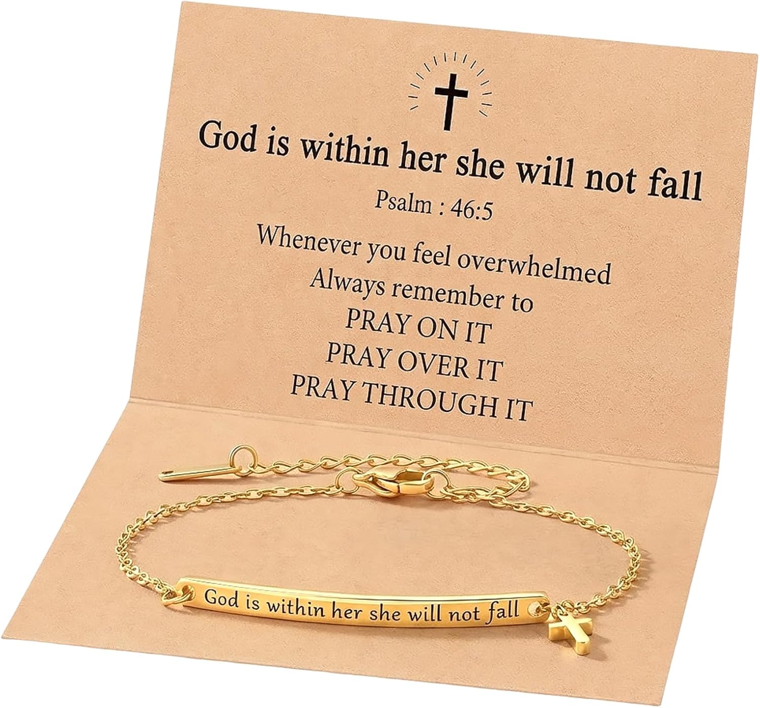 CZFSWT God Is Within Her She Will Not Fall Bracelet, Bible Verse Bracelets, Christian Bracelets Suitable for Daily Accessories and Spiritual Inspiration