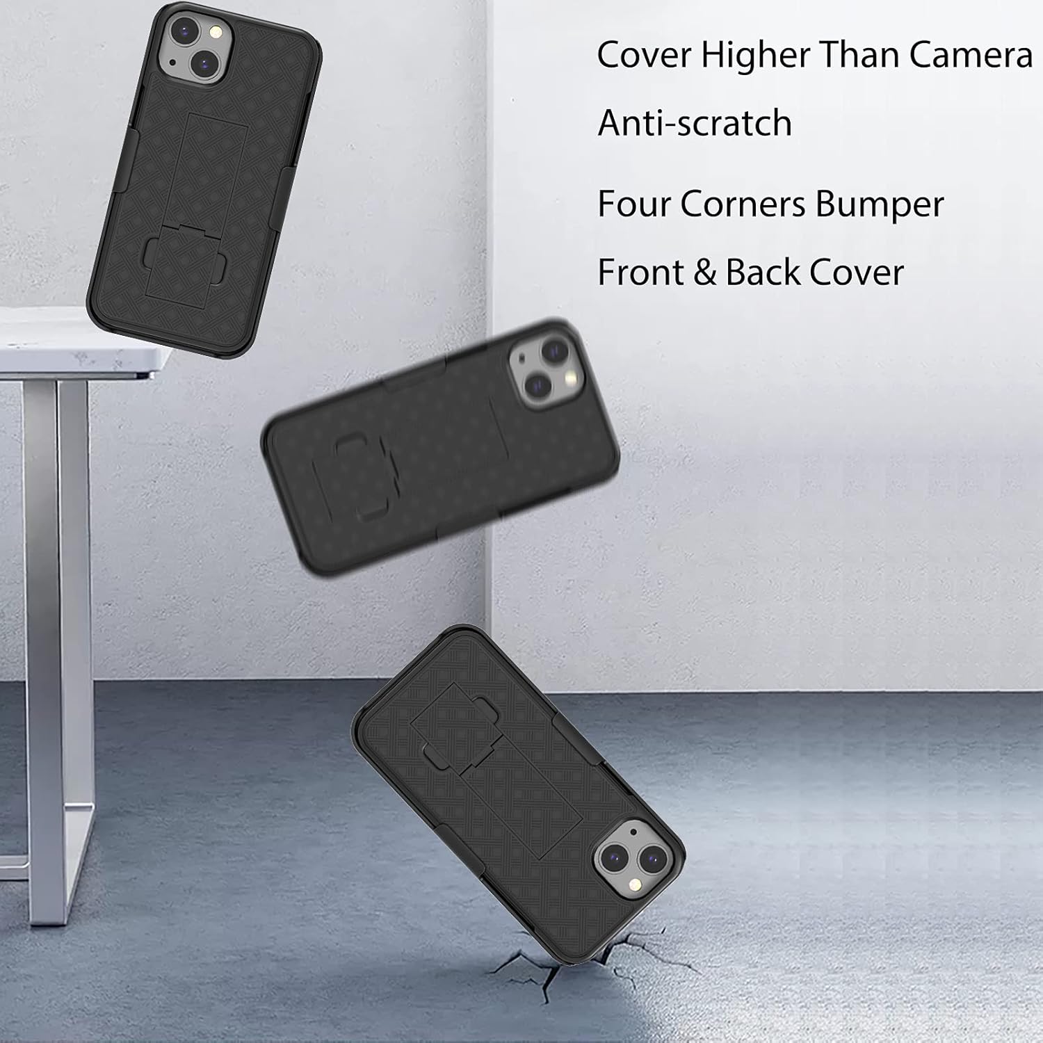 Ailiber Compatible with iPhone 13 Case, iPhone 13 Case Holster with Screen Protector, Swivel Belt Clip, Kickstand Holder, Slim Shockproof Shell Slide Pouch Phone Cover for iPhone 14 6.1 inch -Black - Image 6