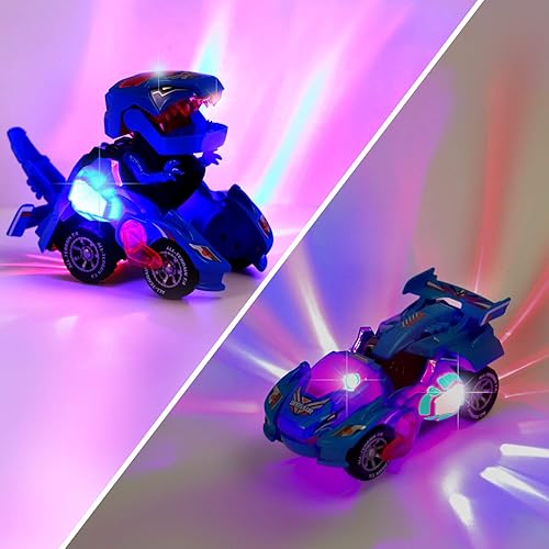Miniatura 5 de Transforming Toys, 2 in 1 Transforming Dinosaur LED Car Dinosaur Transform Car Toy Automatic Dinosaur Dino Transformer Toy Car Lamps for