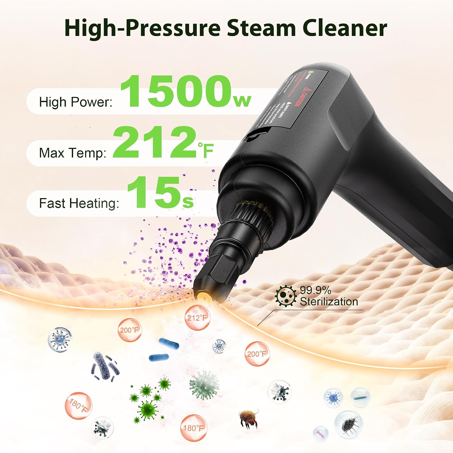 Steam Cleaner for Home Cleaning: 3-Level Control Portable Handheld Steamer