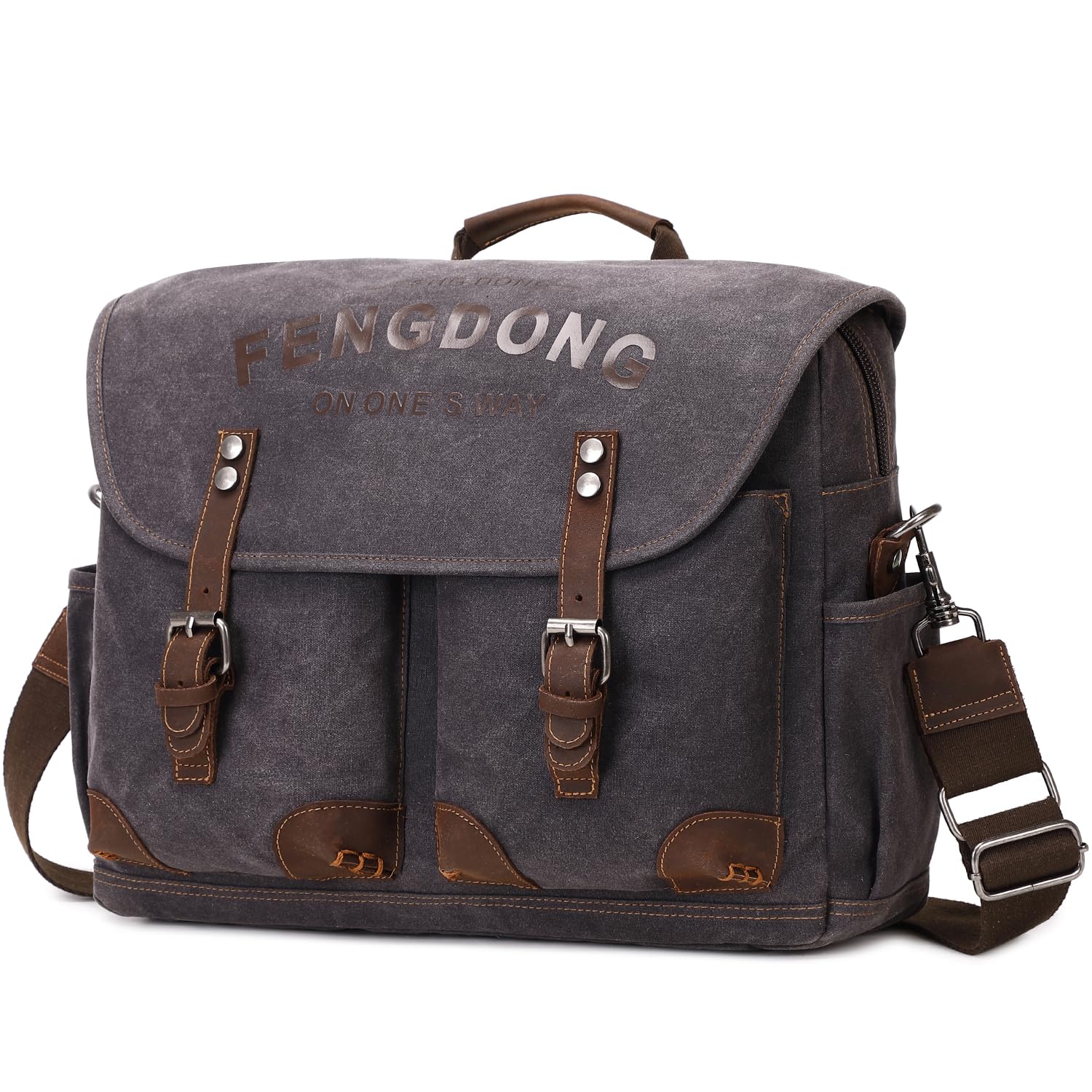 Amazon.com: FENGDONG Mens Messenger Bag 15.6 Inch Vintage Waxed