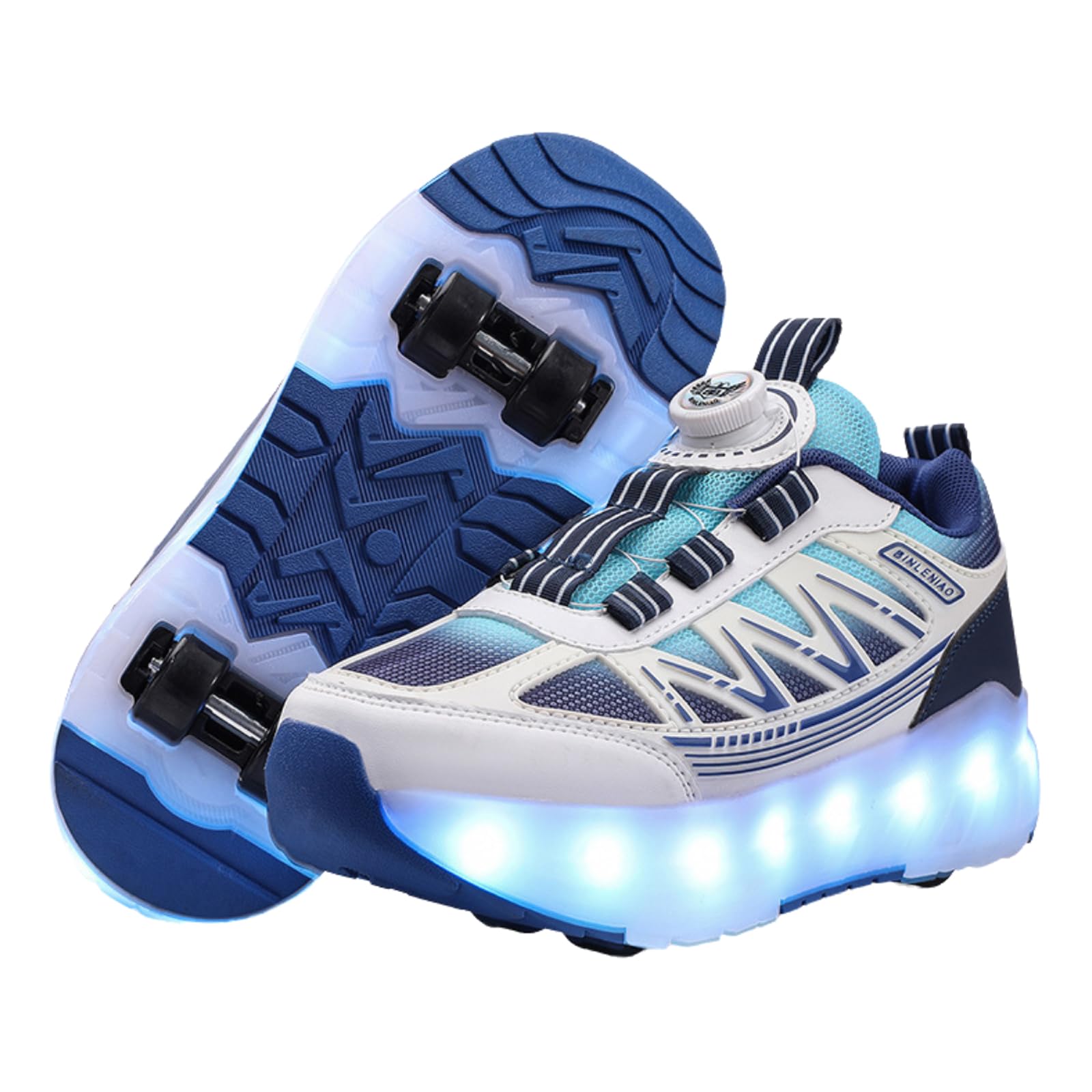 Scarpe con Rotelle Bambina,Scarpe da Ginnastica da Pattini,Scarpe Pattini Bambina,Scarpe con Rotelle Bambino con 4 Ruote Rimovibili,2 in 1 Scarpe da Skateboard,Ricarica USB