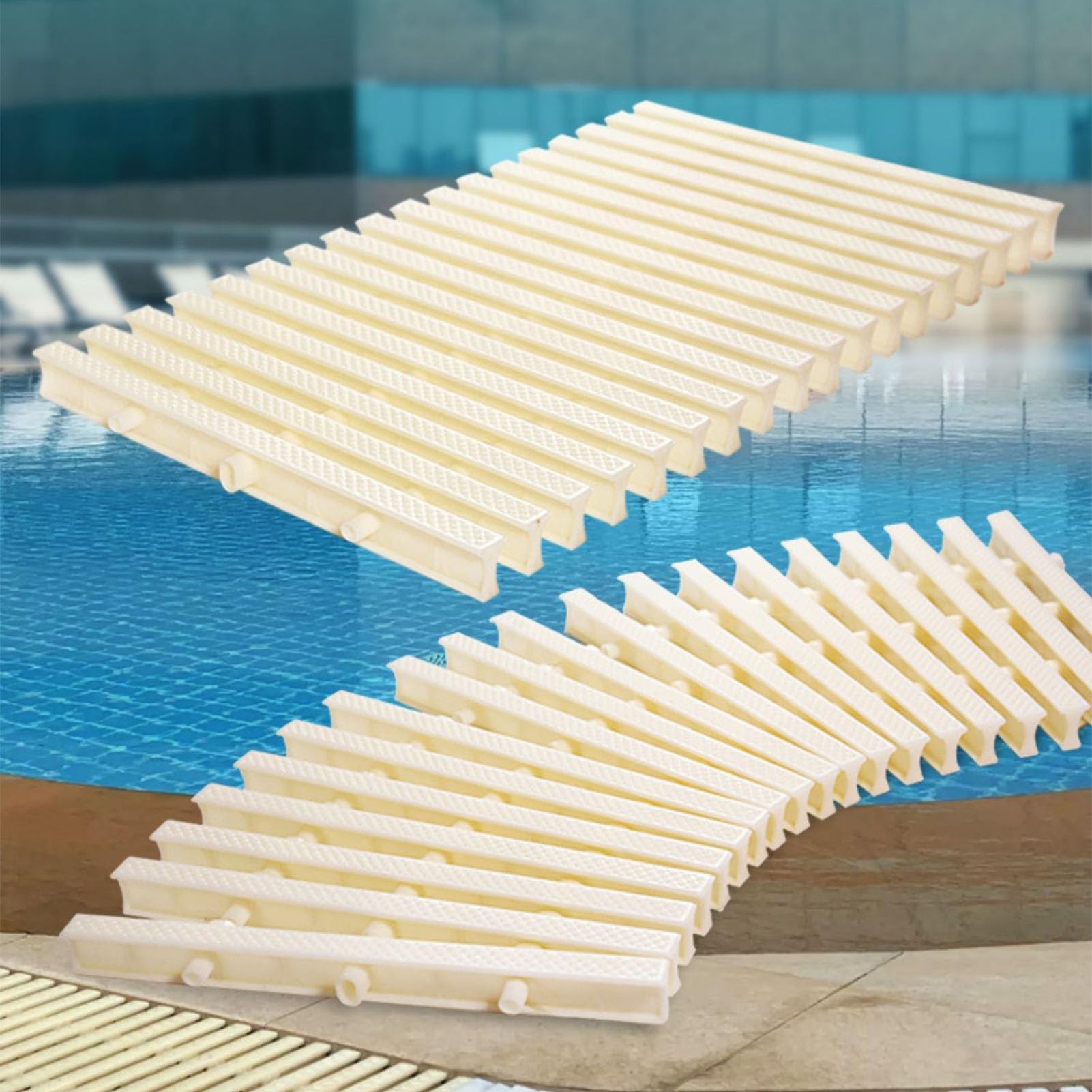 Rejillas para Piscinas, Paquete de 2 Rejillas de desagüe de desbordamiento para Piscinas, Alfombrilla filtrante de canaleta de plástico ABS, Protector de desagüe de Agua para Interiores/exte
