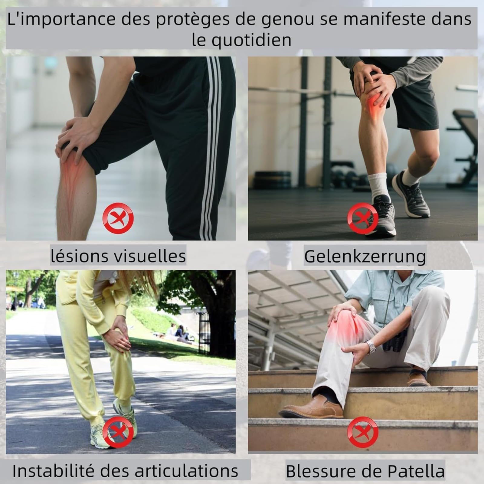 Axenalab Genouillère Rotulienne NeuroGenoux Du Genou Pendant Vos Mouvements Soutien Et Confort Pour Sportifs Pour Course Et TennisArthrite Rotule (Gris)