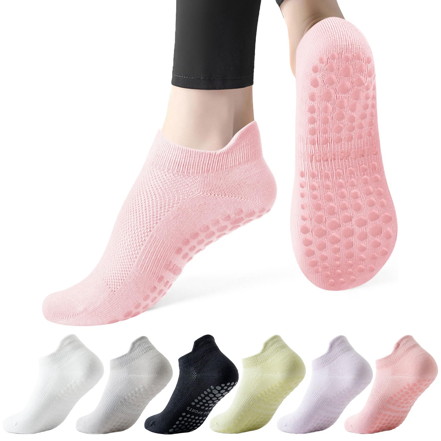 Dzpuhuojz 6 Pares Calcetines Pilates Antideslizantes,Mujer Transpirables Yoga Antideslizantes Calcetines para Pilates Reformer Pilates, Yoga, Ballet, Danza 35-40