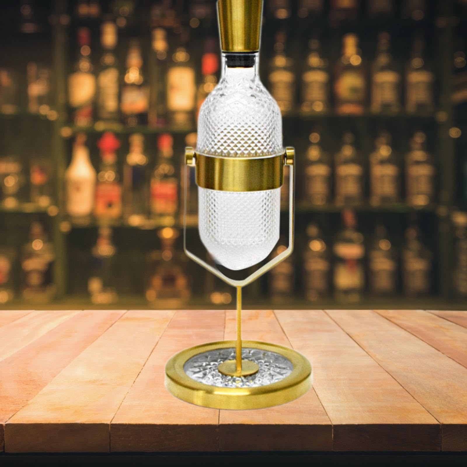 Qianly Wine Decanter Wine Aerator 1500ml Liquor Decanter with Stand Drinkware Wine Carafe Whisky Decanter for Home Housewarming, Gold with Filter