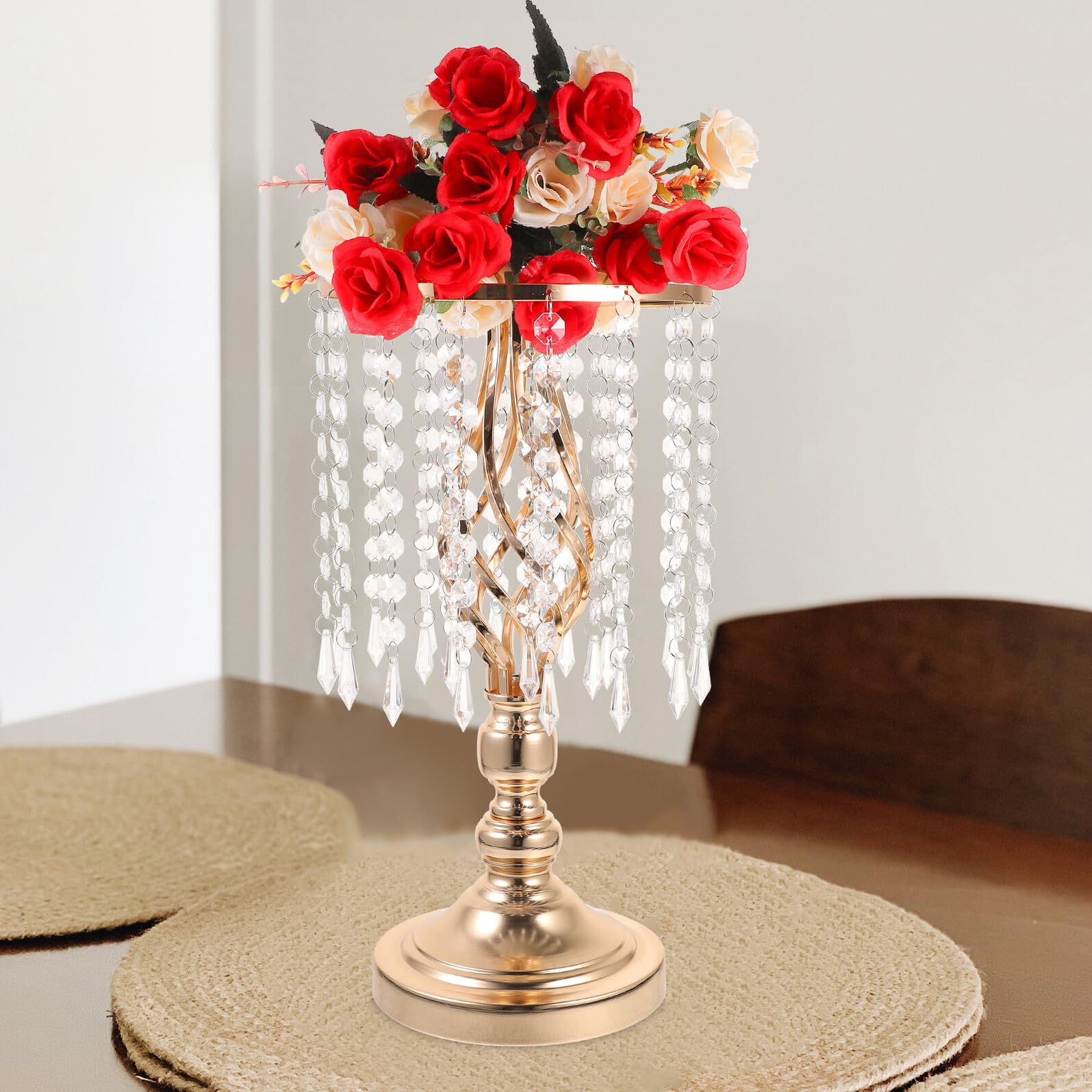 Metallvase für Trockenblumen 40cm Eisen Tischblumenständer mit Kerzenhalter für Hochzeitsdeko und Wohnraumgestaltung