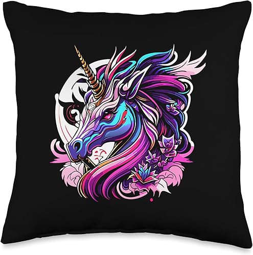 I love colorful doomicorn helloween outfit women Disfraz de Halloween - Almohada colorida de doomicorn, 16 x 16, multicolor