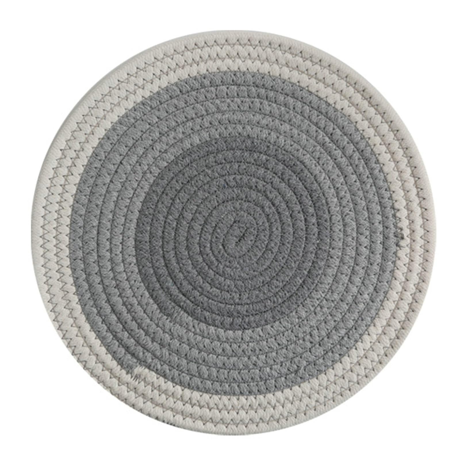 Dessous plat gris blanc rond en coton de 30cm protecteur thermique et décoratif - 10 pièces