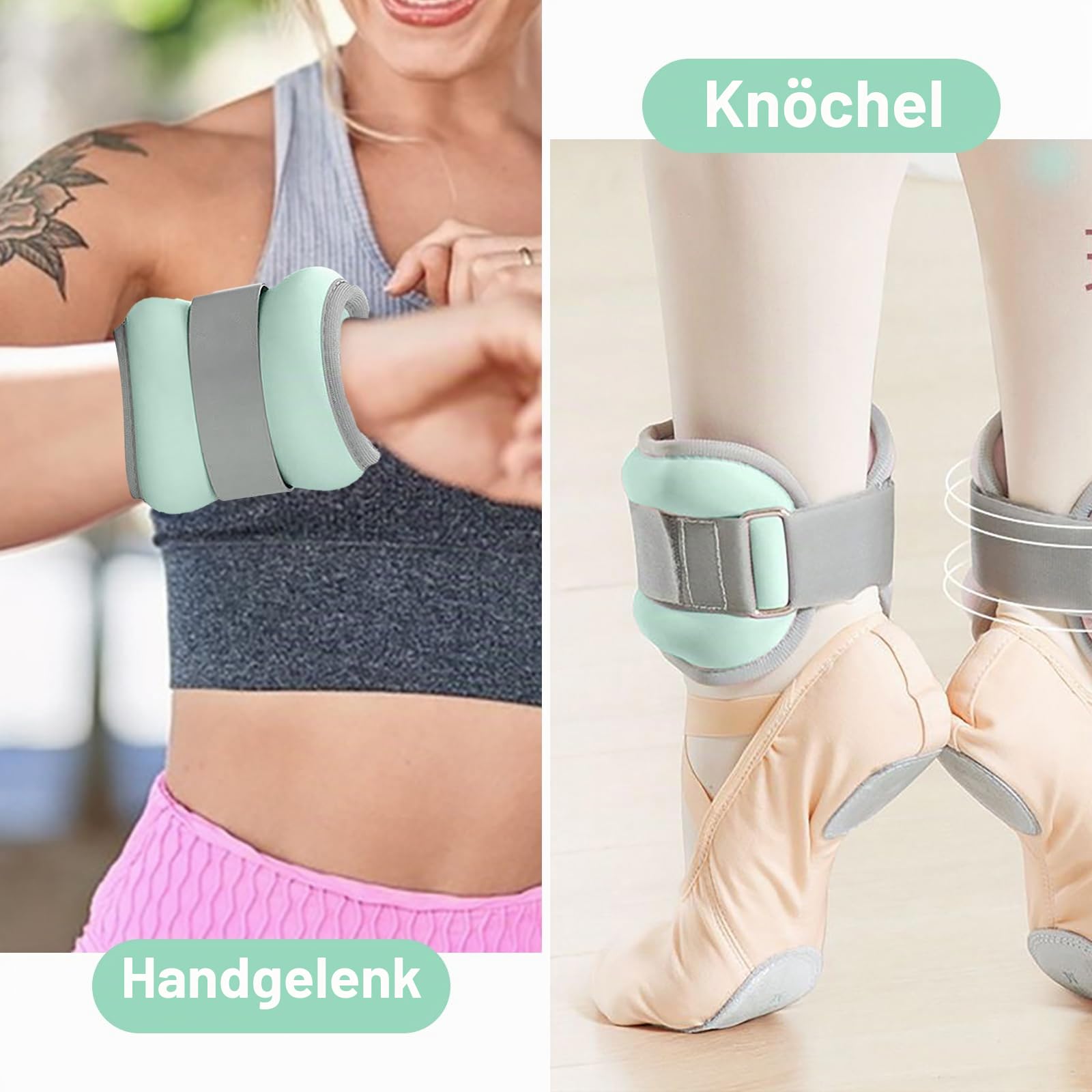 2PCS Gewichtsmanschetten Fuß, Gewichte für Beine und Arme, Ankle Weights, Handgelenk Gewichte, Knöchelgewichte für Pilates, Yoga, Gehen, Joggen, Aerobic
