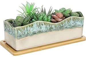 Ceramic Glazed Bamboo Planter
