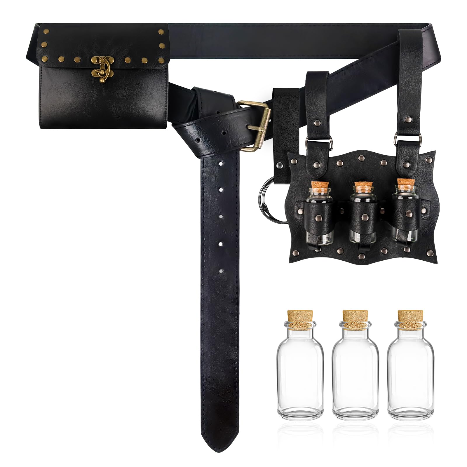 Renaissance Costume Accessories Belt Pouch Medieval Belt Bag Viking Waist Bag Potion Bottles Pirate for Cosplay Festival LARP Halloween