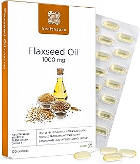 Healthspan Flaxseed Oil 1,000mg | 120 Capsules | Omega 3 Fatty Acid ALA ...