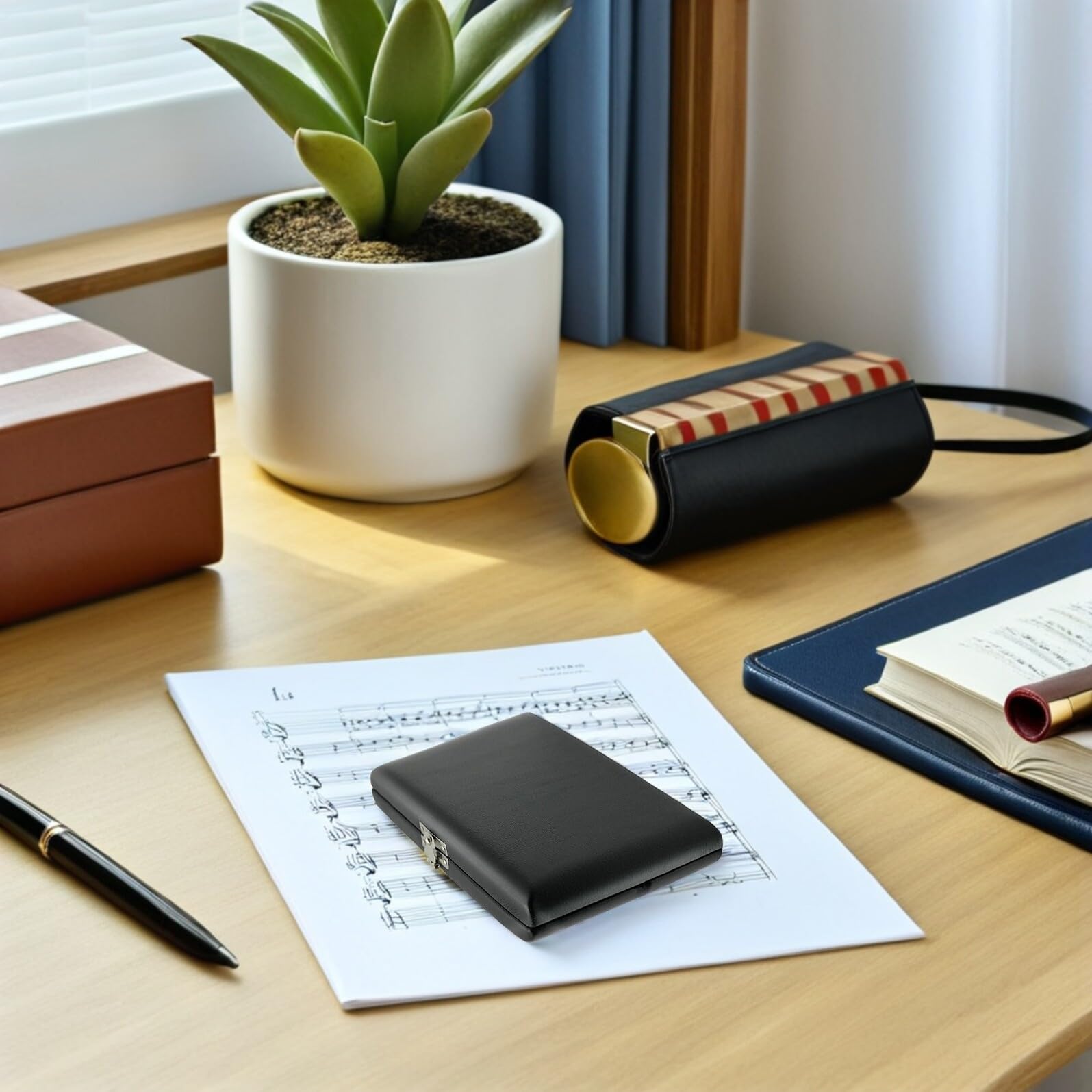 Estuche de Madera para Cañas de Oboe con Ranuras Organizador Compacto y Protector de Humedad Accesorio para Instrumentos de Viento Madera Viajes