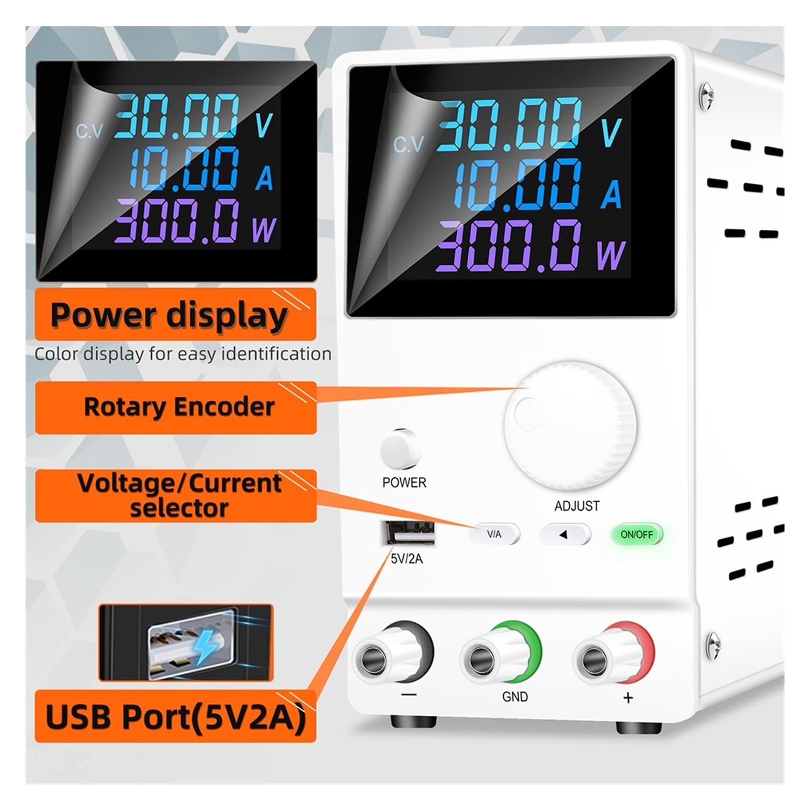 Zasilacz prądu stałego z regulacją, laboratoryjny zasilacz prądu stałego z regulatorem 30 V 10 A 60 V 5 A 120 V 3 A regulowany, źródło prądu laboratoryjnego, stabilizator napięcia USB DIY do laborat