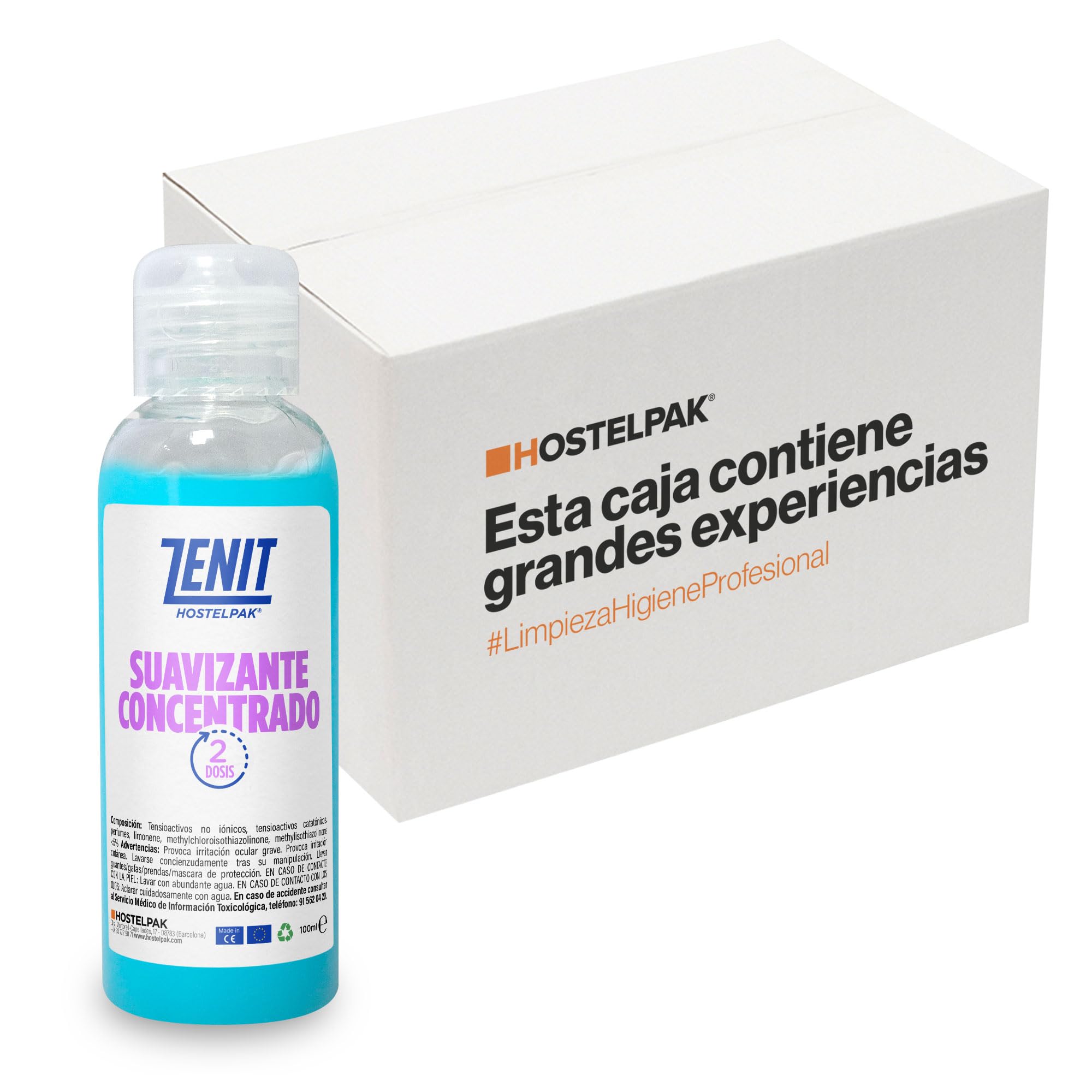 Hostelpak | Suavizante textil perfumado | 120 x 100ml | Amenities bienvenida | Limpieza profesional para establecimientos turísticos