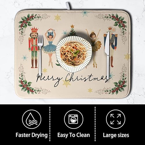 Vista 474 de Tapete de secado de platos con hojas de palma tropicales para encimera de cocina, 18 x 24 pulgadas, tapete de secado de cocina Monstera verde