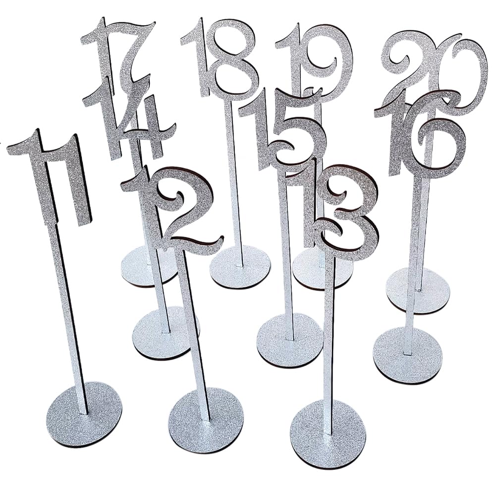 Furniture Life Set 20 Numeri Tavolo In Legno Per Matrimonio E Feste – 1-20 Con Base Di Supporto, Altezza 12 Cm, Bianchi, Personalizzabili