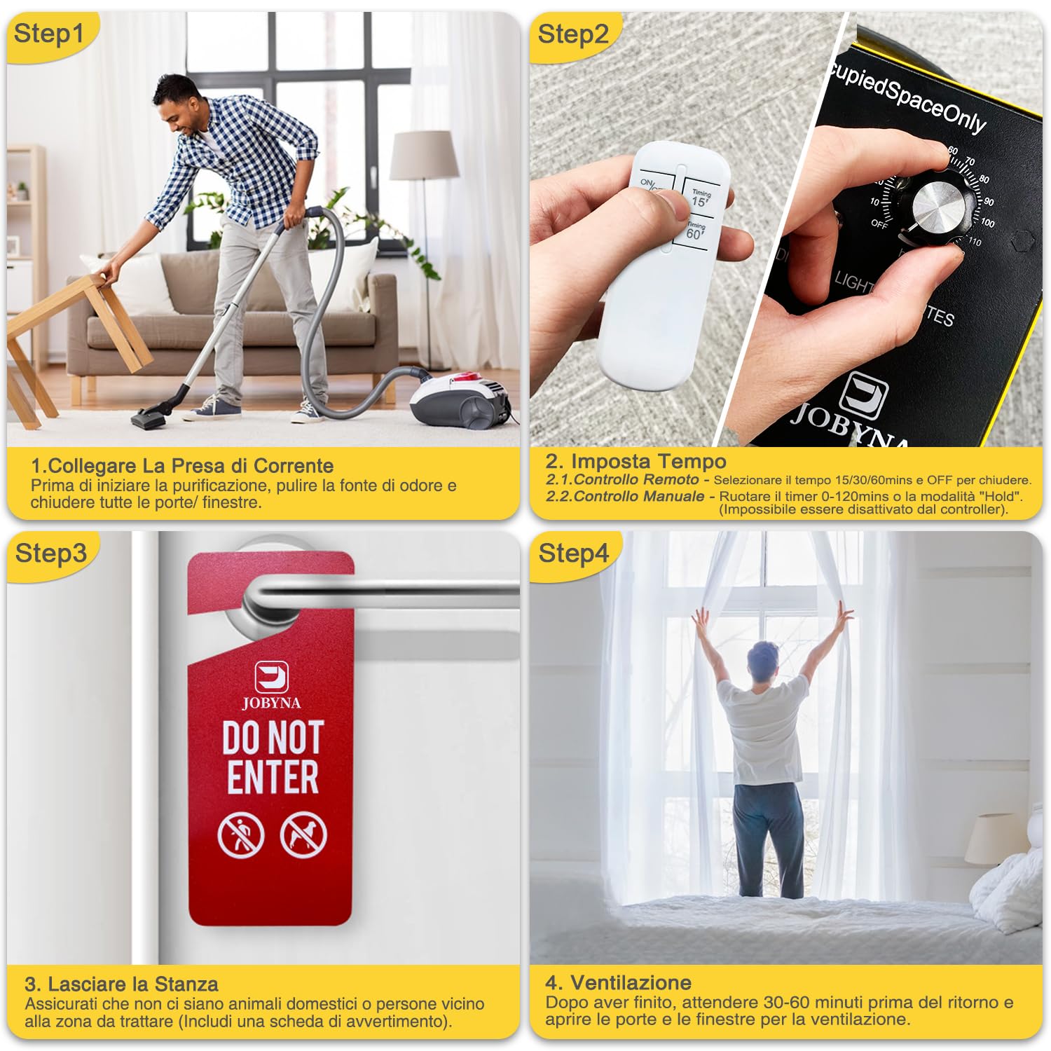 JOBYNA 10,000mg/h Generatore di Ozono Auto con Telecomando, Ozonizzatore Purificatore d'Aria Ozono O3 con Timer, Odor Remover per Abitazioni, Uffici, Garage, Auto, Fumo e Animali domestici