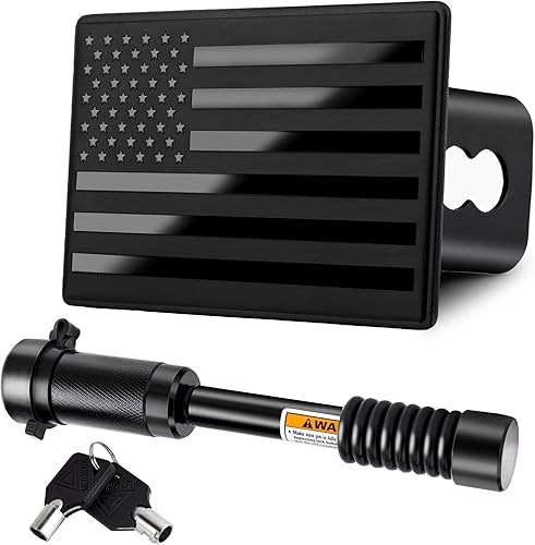 Miniatura 8 de METOWARE Cubiertas de enganche de remolque, cubierta de enganche de metal pesado con bandera estadounidense para receptores de 2 pulgadas, cubiertas