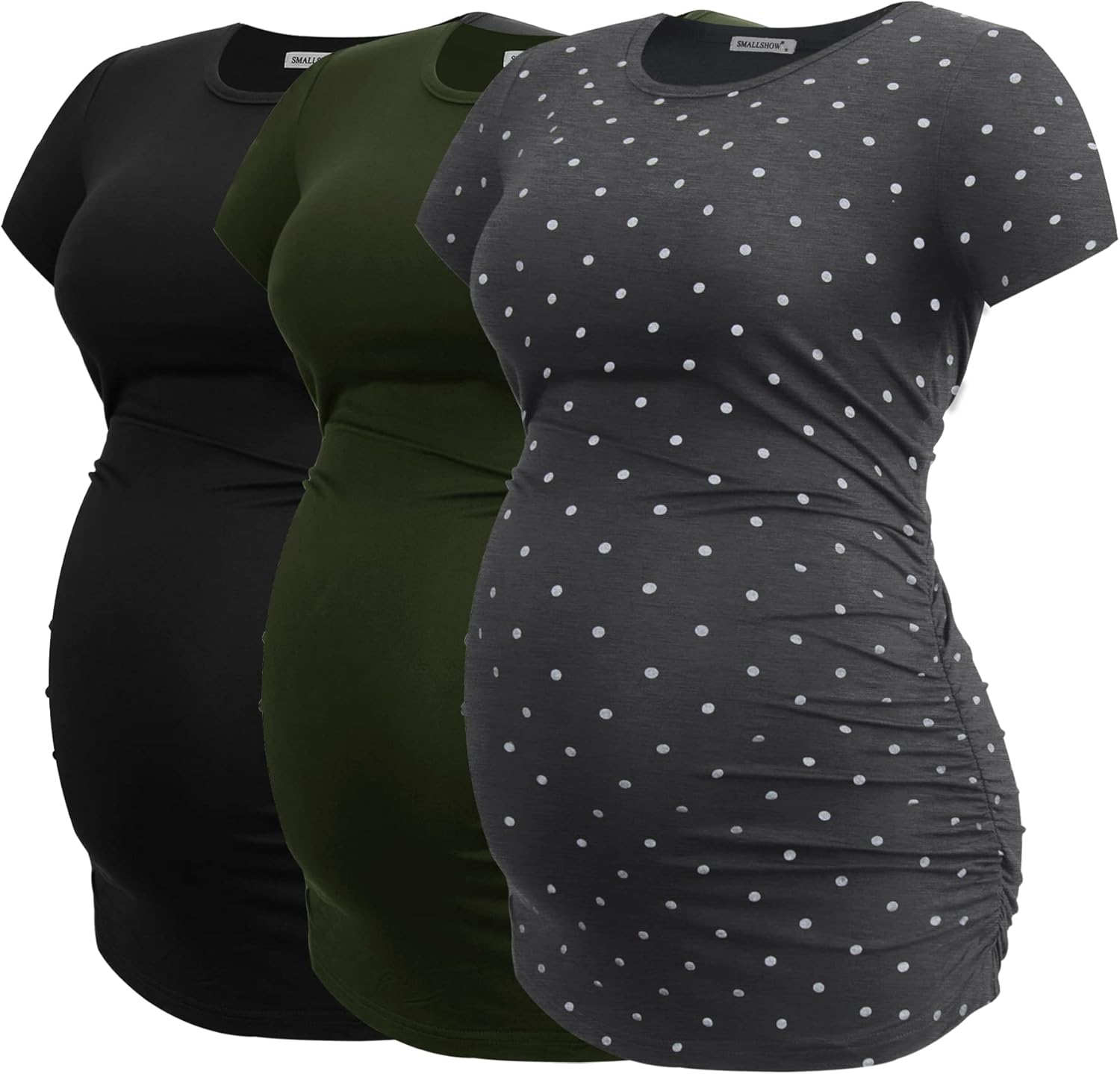 Smallshow Women's Maternity Tops Side Ruched Tunic T-Shirt Pregnancy Clothes