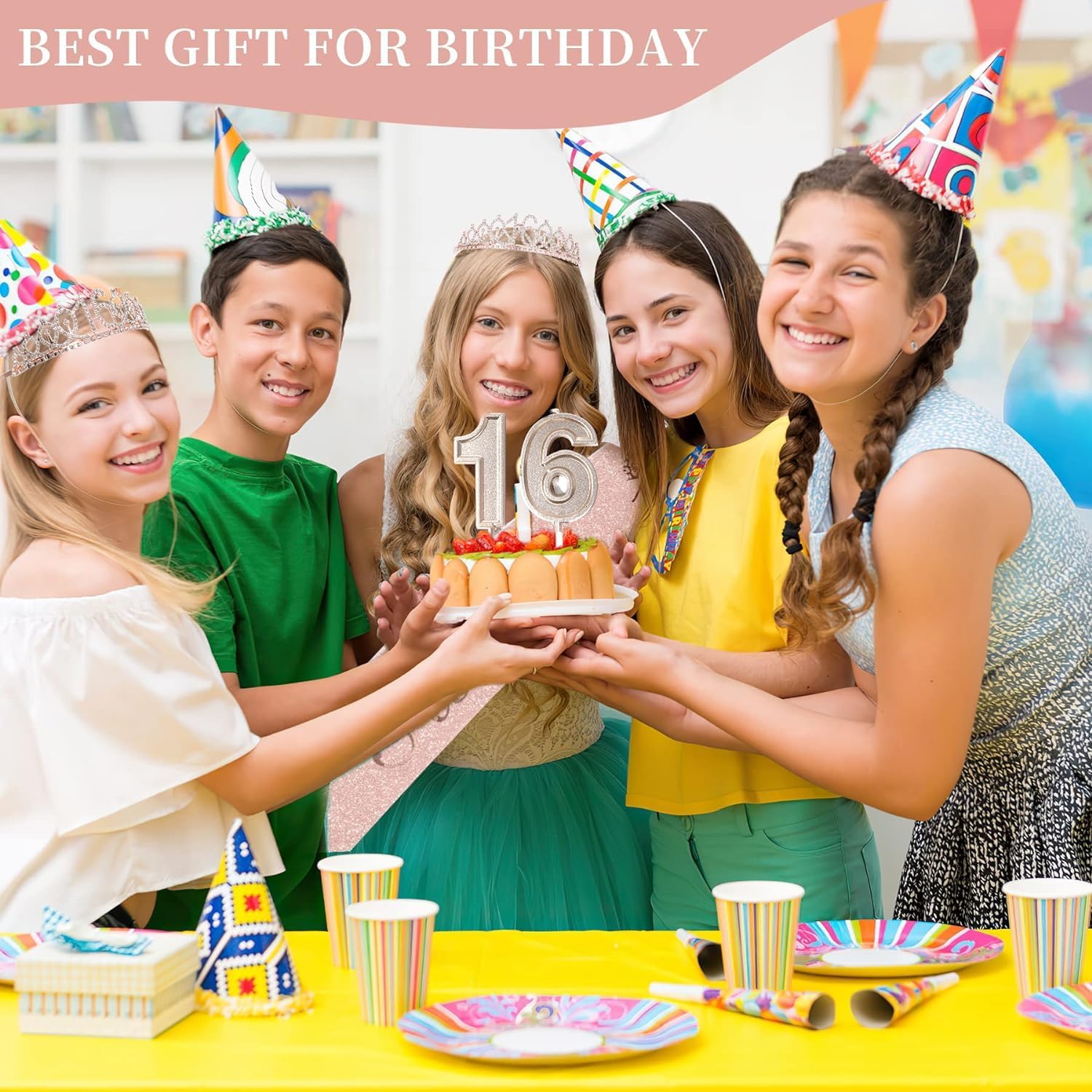 Sweet 16 Party Decorations for Girls Including Sash and Tiara, Cake Topper and Candles, 16th Birthday Decorations for Girls, Sweet Birthday Gifts Party Favor Supplies - Image 9