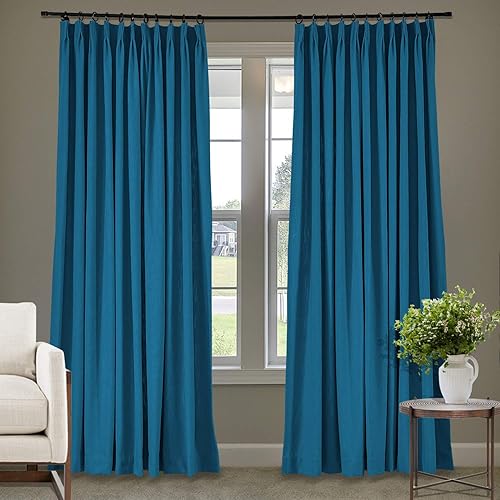 Miniatura 169 de Frelement Cortinas plisadas de lino de algodón extra anchas para oscurecer la habitación, 120 pulgadas de ancho x 96 pulgadas de largo, cortinas