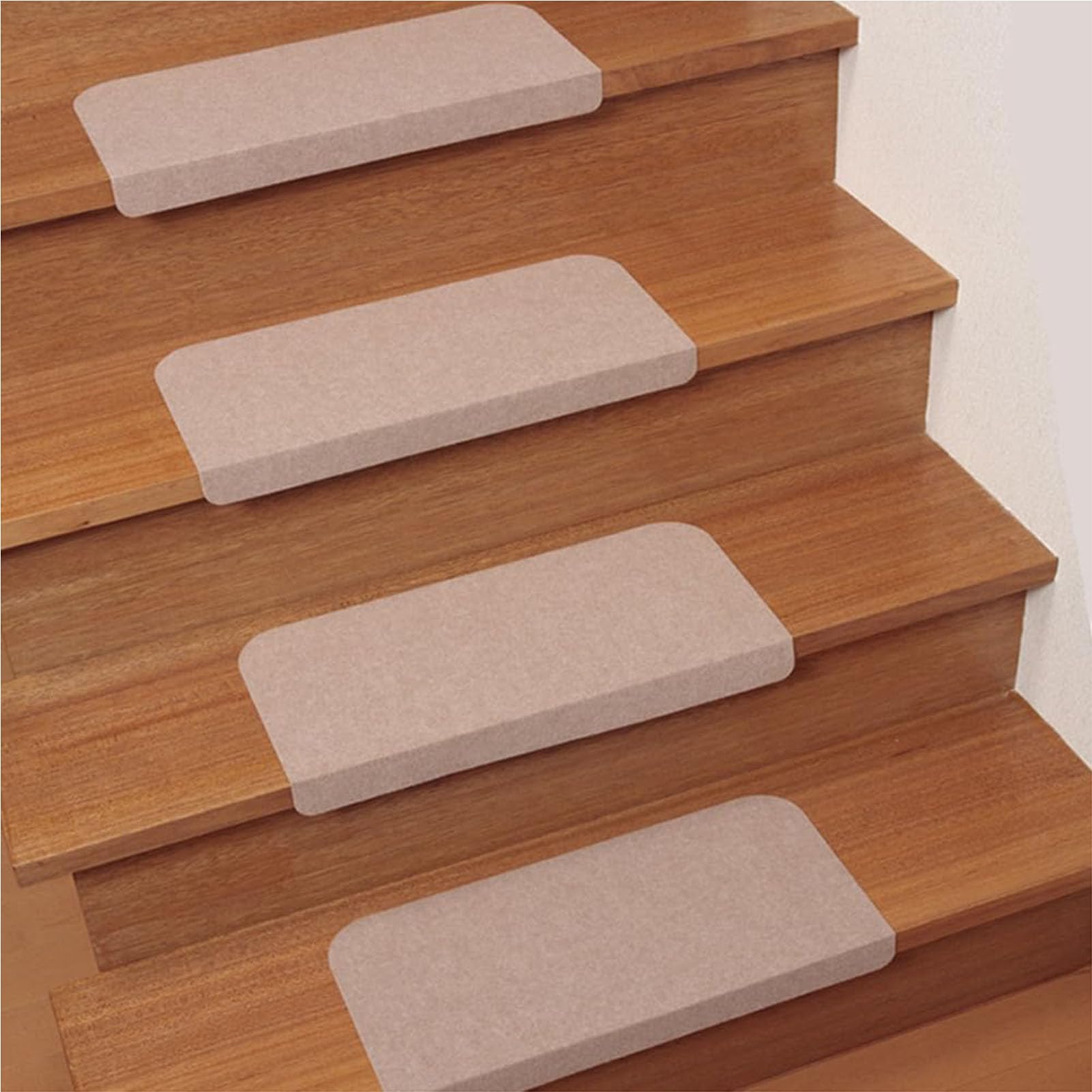 Stair Treads Carpet, Stair Runner Carpet for polyester, Non Slip Self Adhesive Stair Carpet Machine Washable, for Wooden Steps Indoor,beige,70 * 22cm* 7 PCS