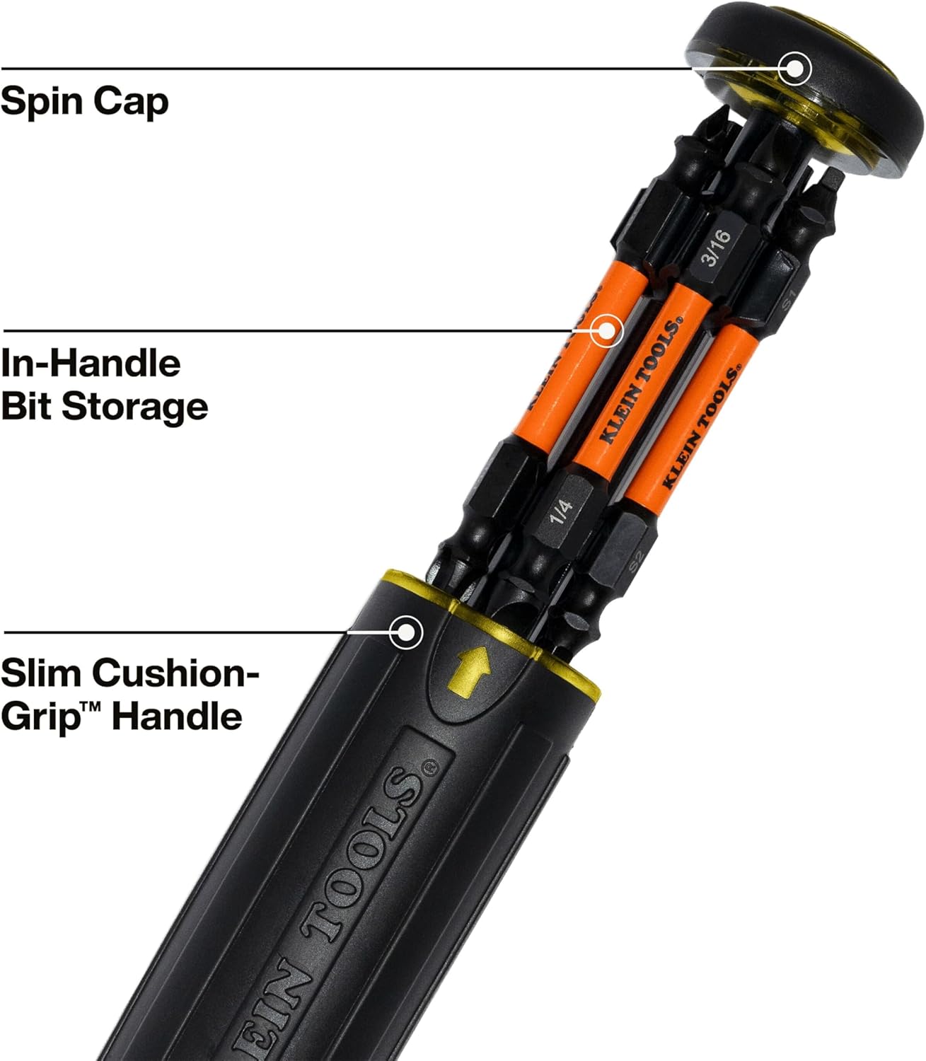 Klein Tools 32313HD 13-in-1 Multi-bit Ratcheting Screwdriver, Double-Ended Impact Bit Set, 12 Impact Driver Bits and 1/4-Inch Nut Driver