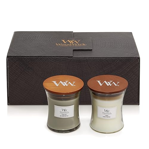 WoodWick Duftkerzen-Geschenkset | Fireside & Linen, Duftkerze im Sanduhrglas mit knisternden Dochten | Bis zu jeweils 60 Stunden | Geschenkbox | Perfekte Geschenke für Frauen - Geschenksets - Sanduhrglas Set